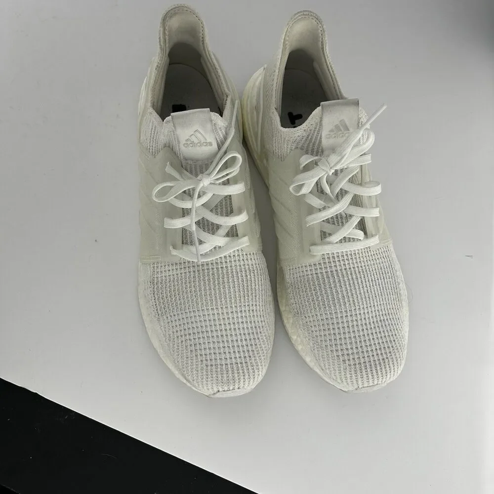 Used Adidas UltraBoost 20 Triple White 12 Running Cross Training Casual Shoes